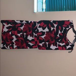 Floral red and black dress